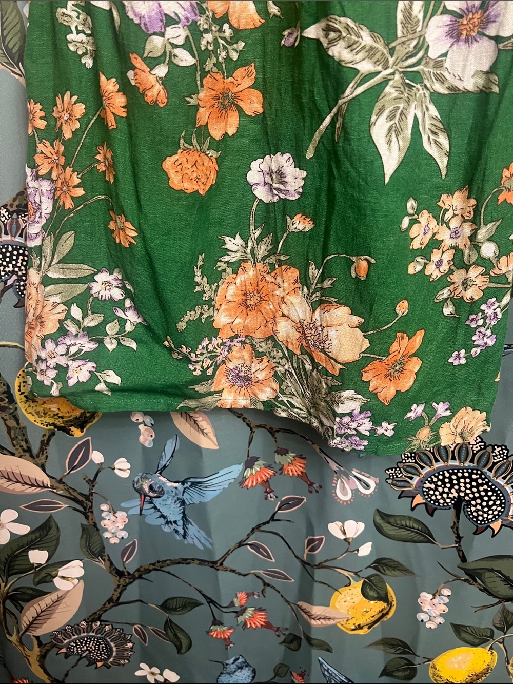 Green Floral Puff-Sleeve Mini Dress - Picture 3 of 7